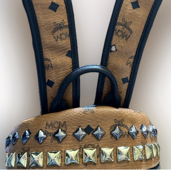 MCM Visetos Studded Colorblack Backpack, 13.5in x 10.5in - Picture 8 of 10